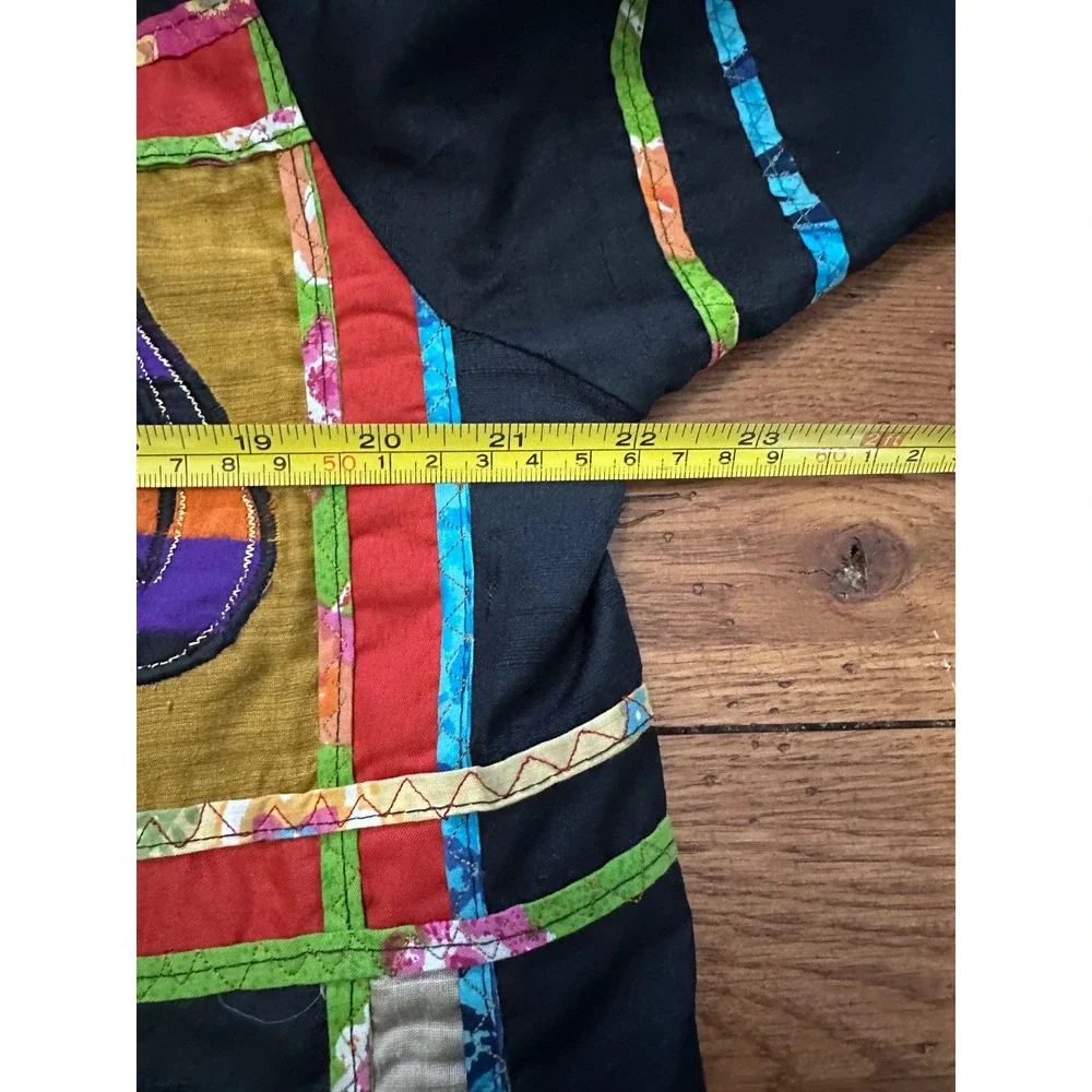 julia kim black embroidered‎ artsy patchwork jacket small